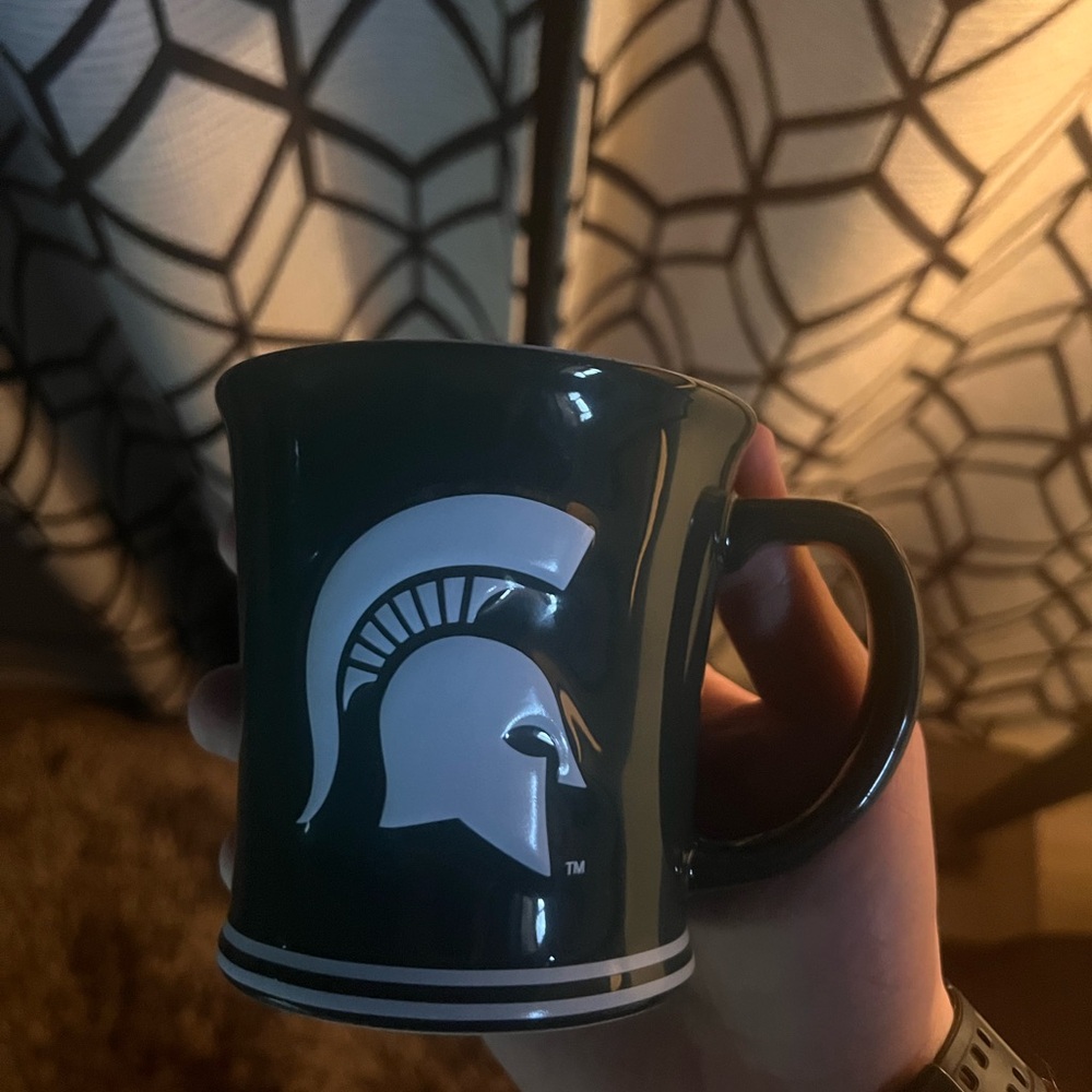 Spartan Green Ceramic Mug with White Emblem